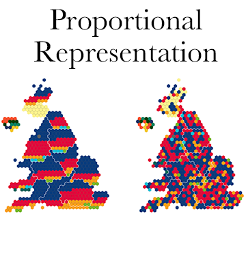 Various hex maps and graphs showing how parties would have fared if seats had been allocated proportionally within former European Constituencies (NUTS1 regions) on the basis of the votes cast for each party.